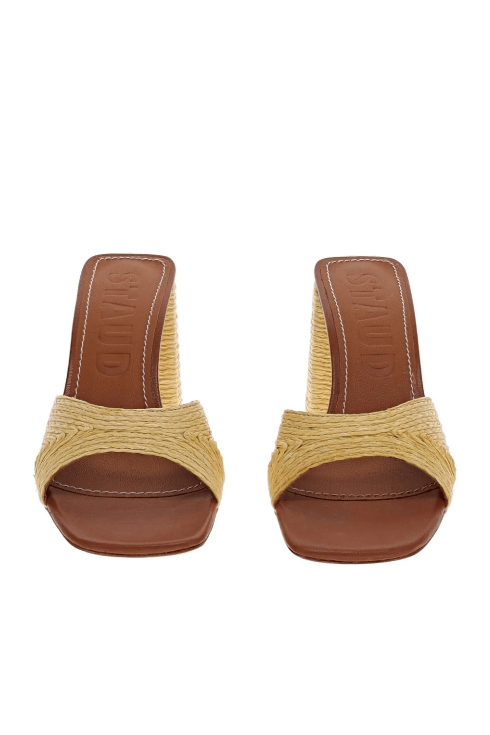 Staud Sloane Natural Raffia Block Heel Sandals