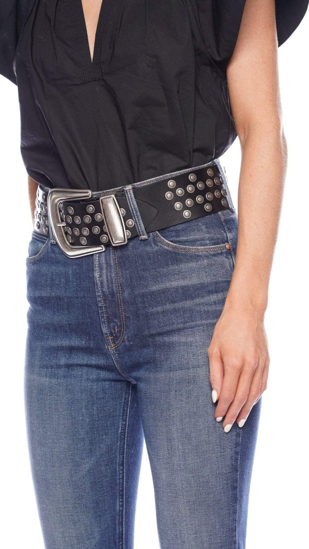 IRO Reol Black Leather Studded Belt