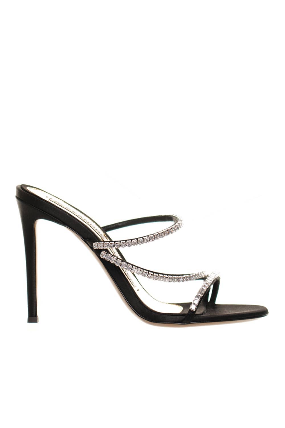 Alexandre Vauthier Crystal Embellished Black Leather Mules