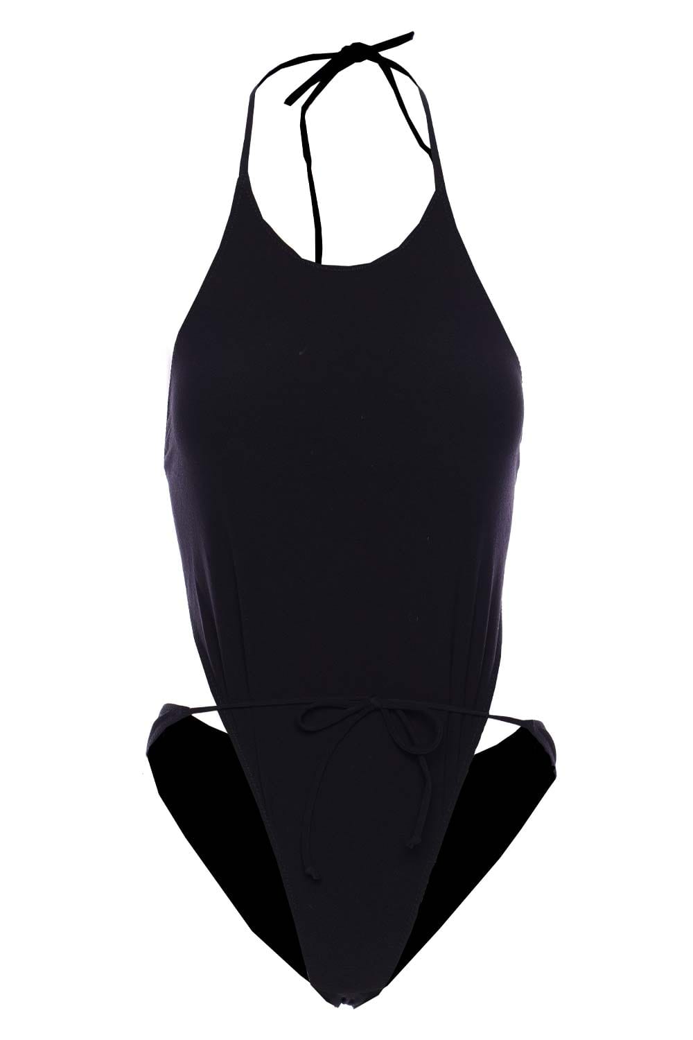 Lisa Marie Fernandez Black Crepe Wrap One Piece Swimsuit