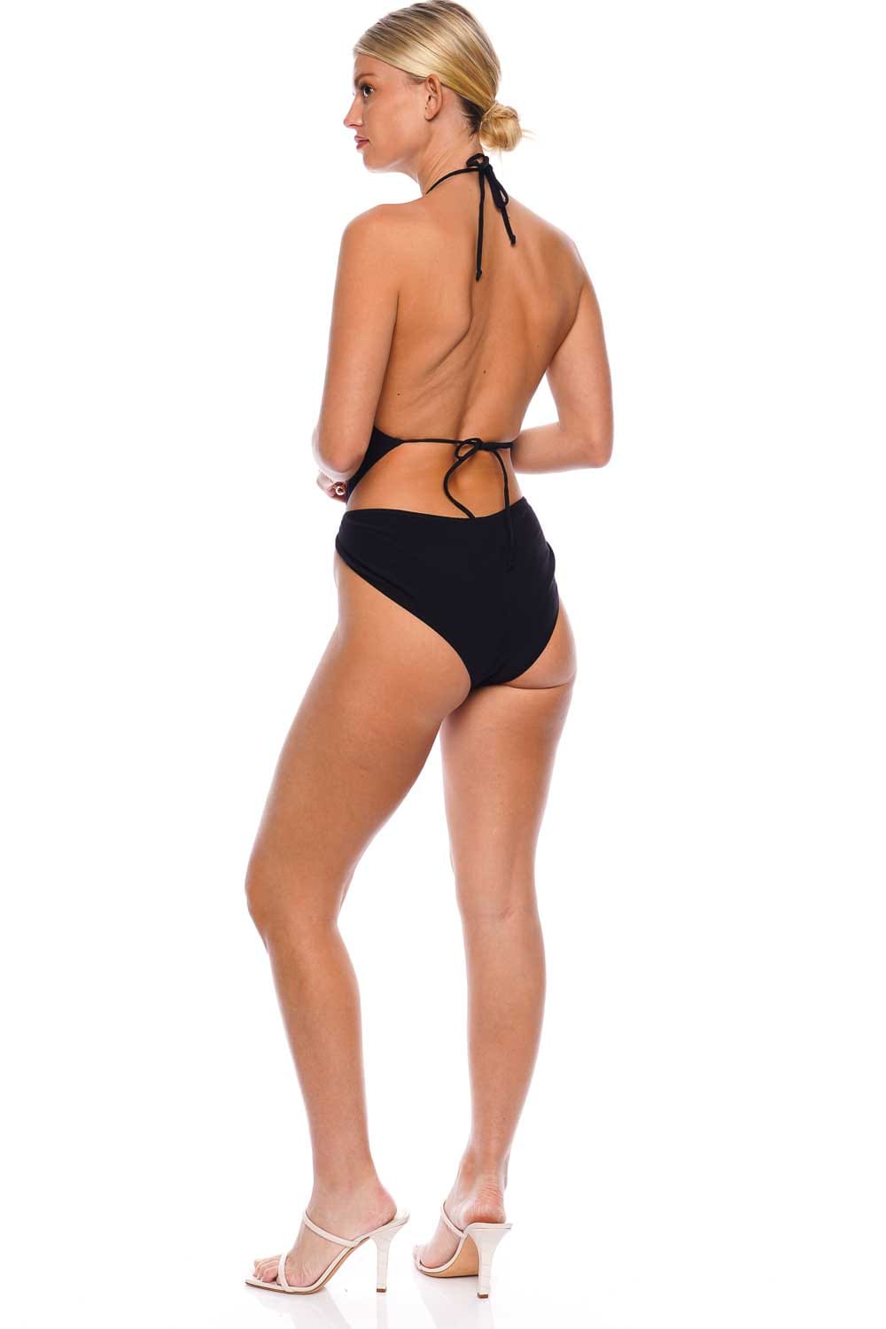 Lisa Marie Fernandez Black Crepe Wrap One Piece Swimsuit