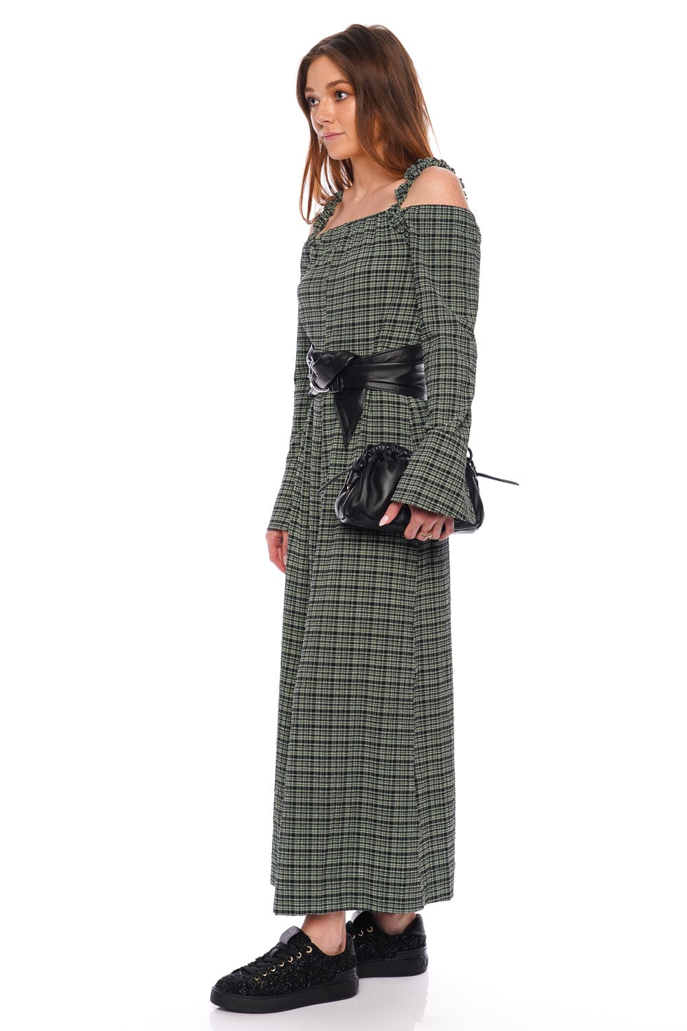 Green Bay Check Seersucker Midi Dress