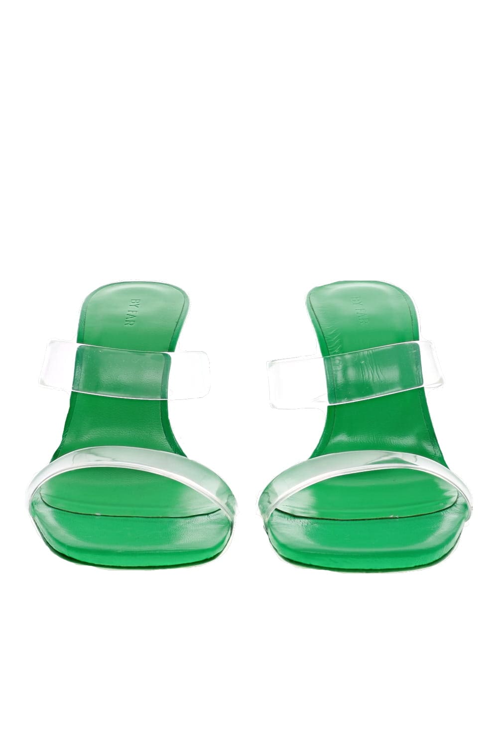 BY FAR Clara Super Green PVC Leather Heels