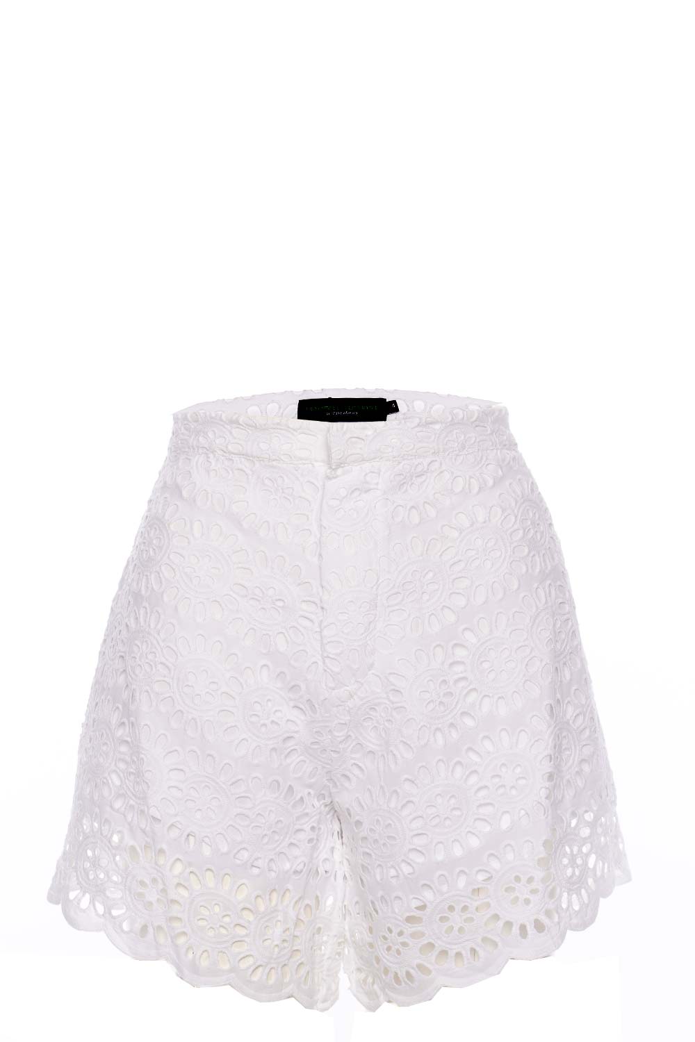 No Pise La Grama Palma White Eyelet Cotton Shorts