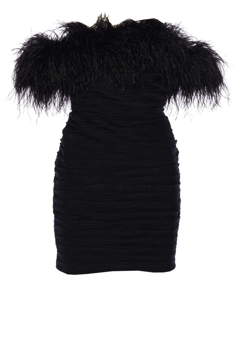 Rachel Gilbert Zion Black Feather Trim Mini Dress