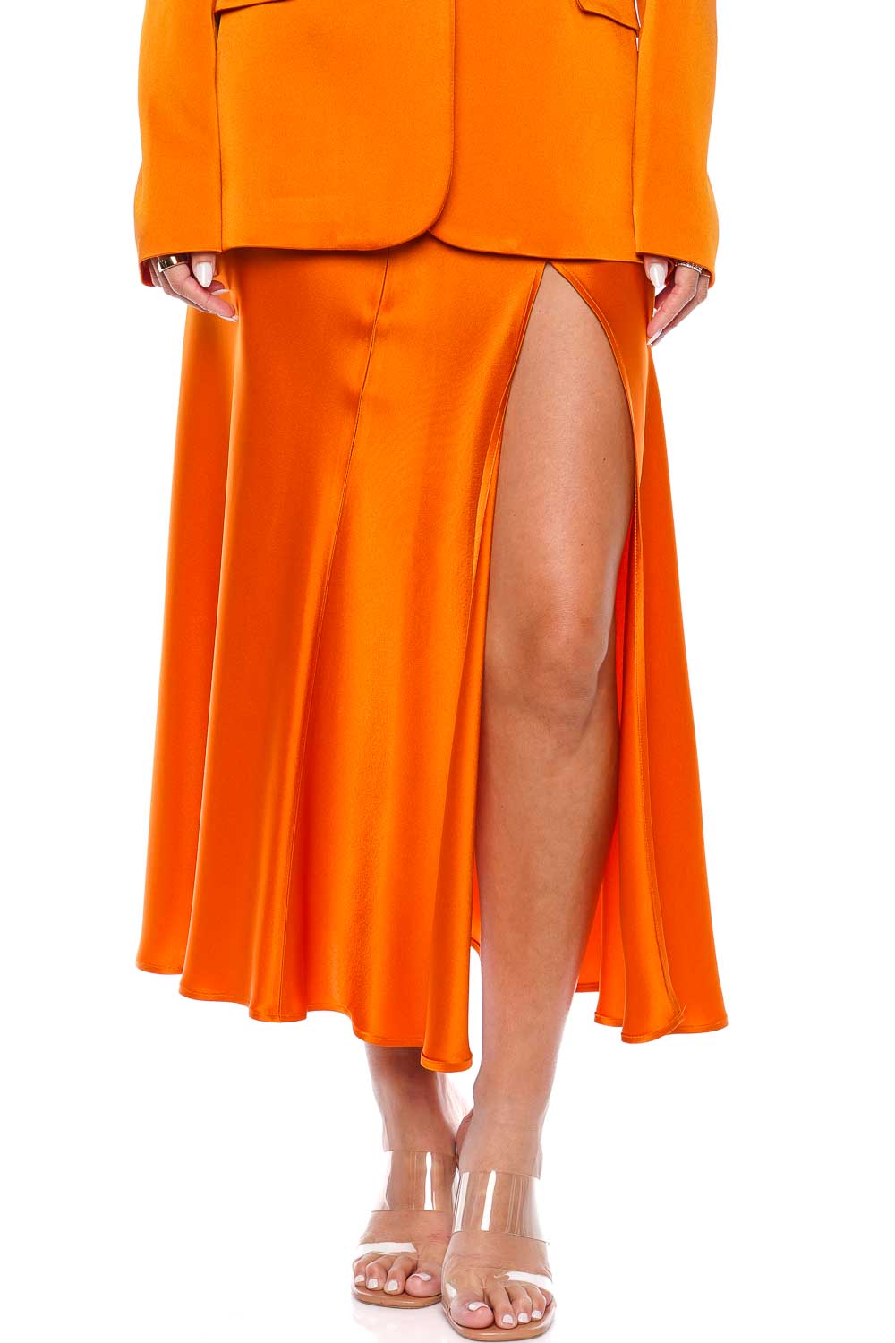 LAPOINTE Doubleface Satin Bias Midi Skirt With Slit