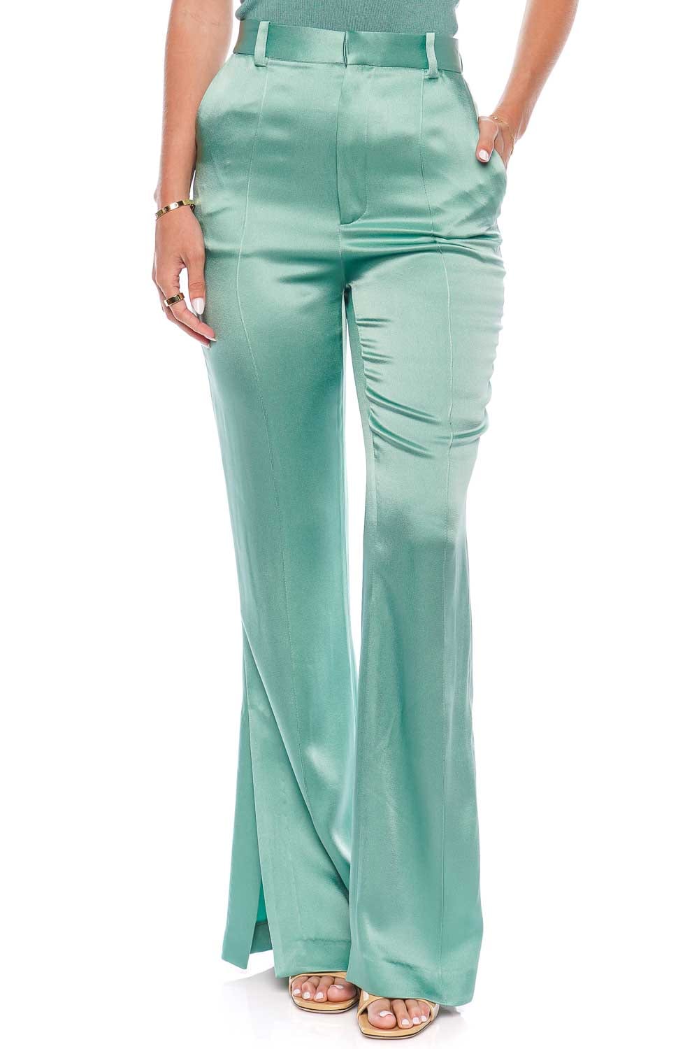 LAPOINTE Doubleface Satin High Waisted Flare Leg Pant