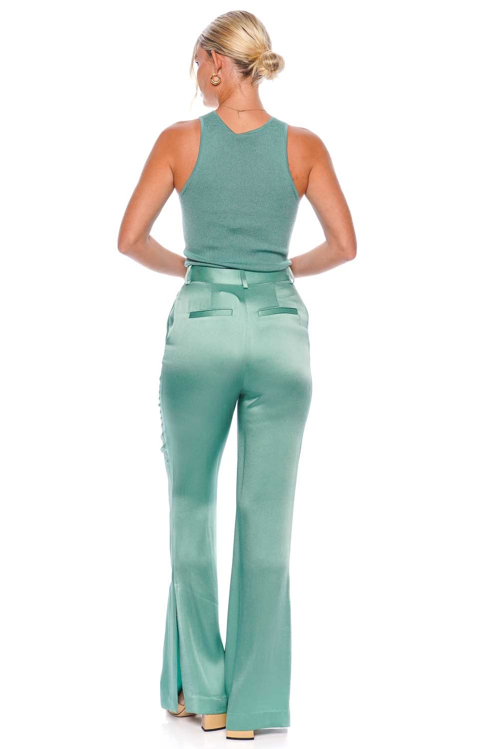 LAPOINTE Doubleface Satin High Waisted Flare Leg Pant