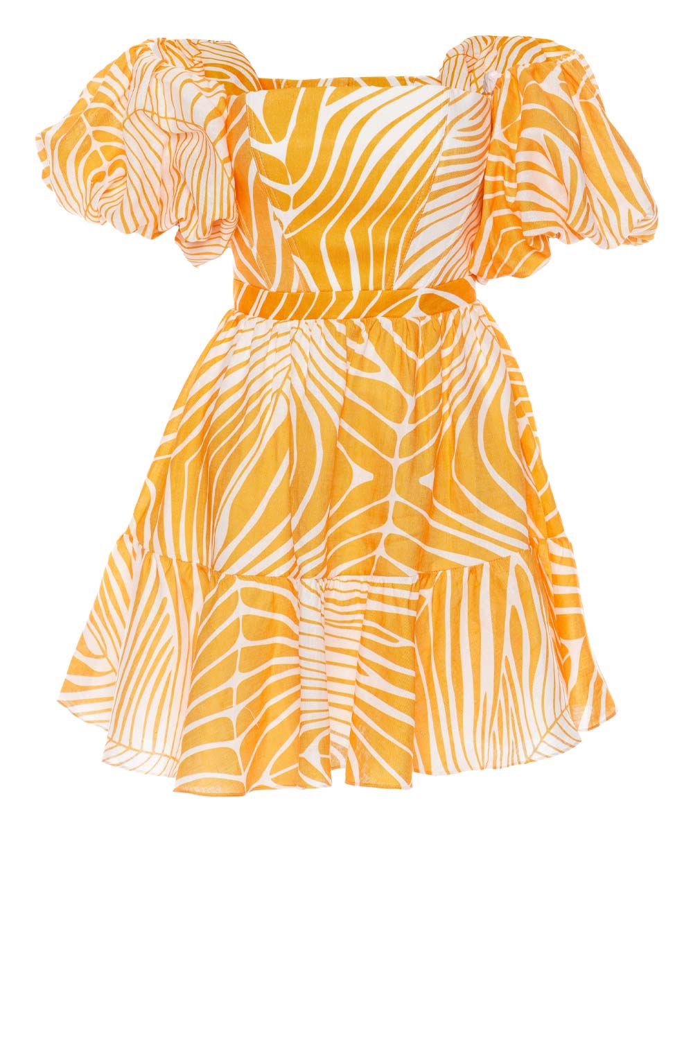 Andres Otalora Palmero Palm Print Puff Sleeve Mini Dress