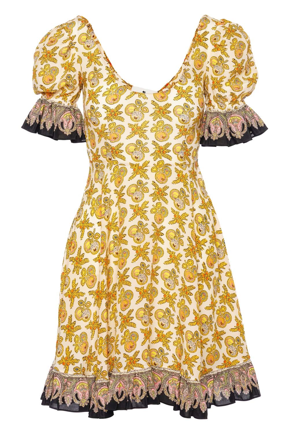 Etro Paisley Puff Sleeve Ruffled Mini Dress