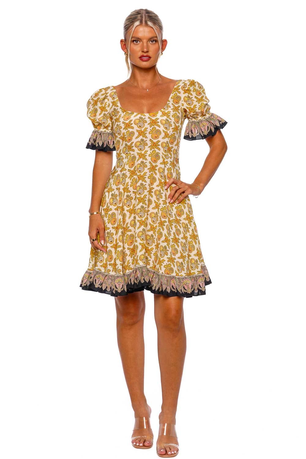 Etro Paisley Puff Sleeve Ruffled Mini Dress