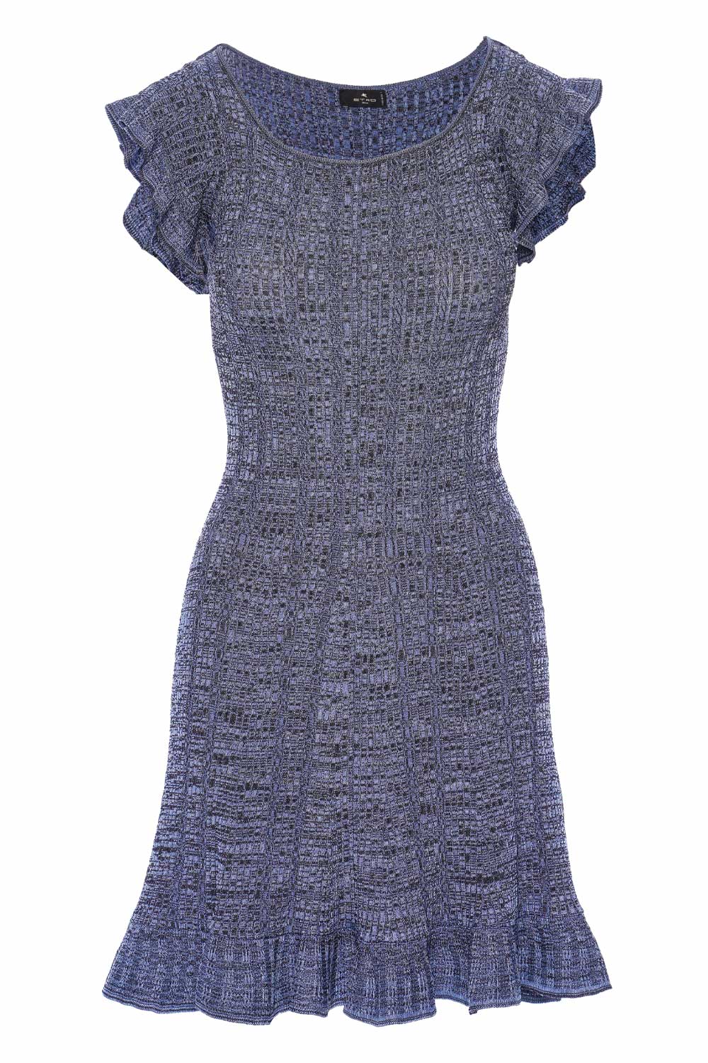 Etro Blue Ruffled Knit Mini Dress