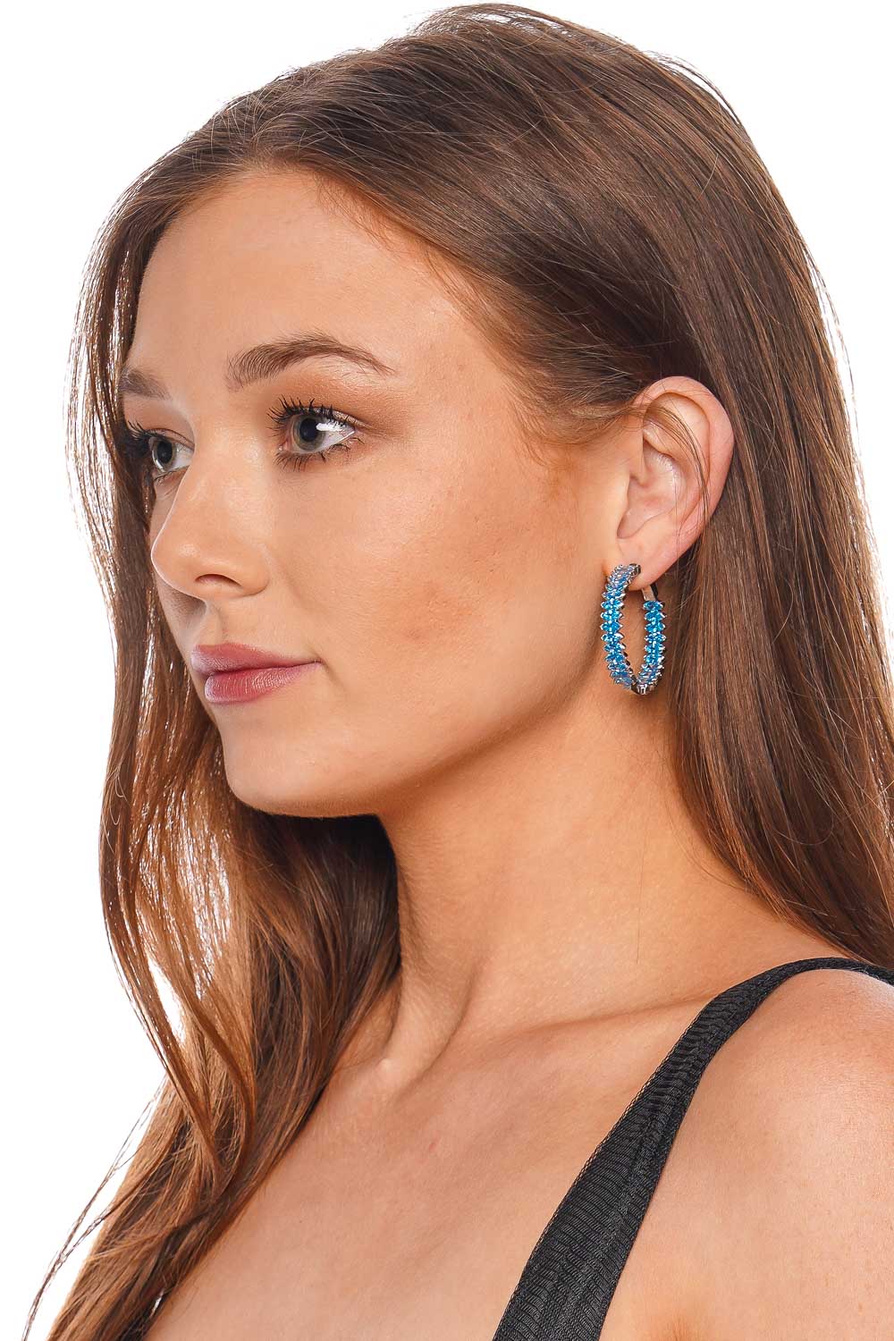 Nickho Rey Marquise Blue Crystal Hoop Earrings